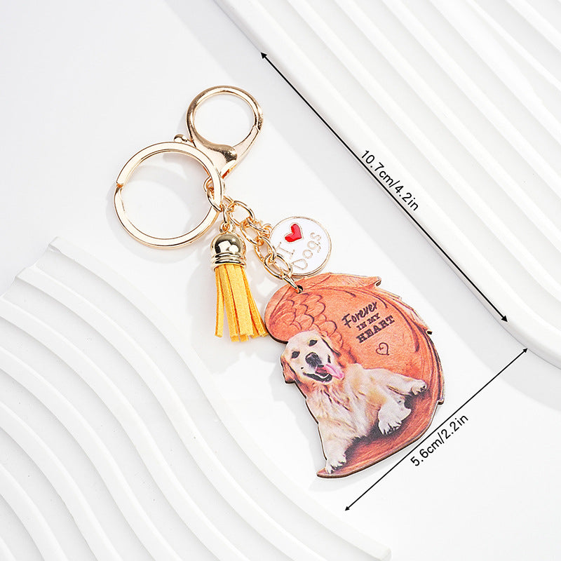 Wholesale Acrylic Angel Wings Dog Keychain